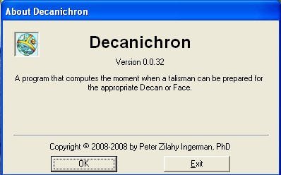 Decanichron About Screen