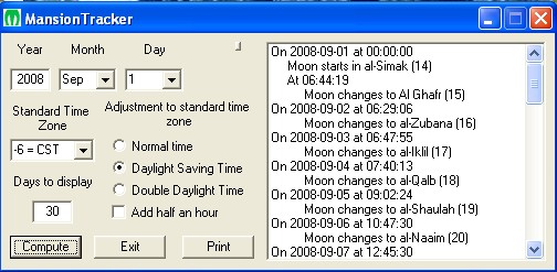 TPHP Planetary Hours Screen
