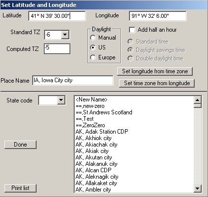 PMP Set Latitude and Longitude Screen